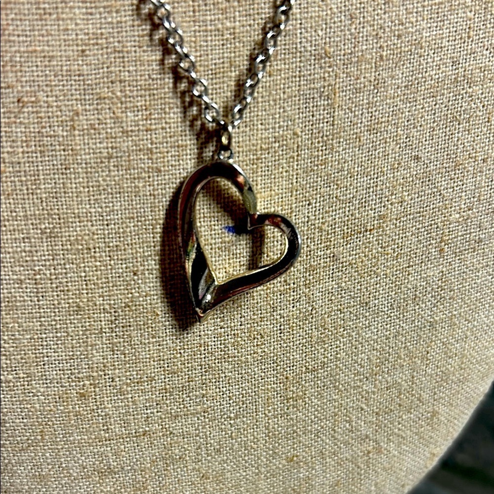 Silver‎ Toned Heart Pendant Necklace 18 inch